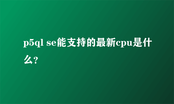 p5ql se能支持的最新cpu是什么？