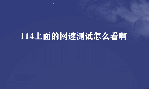 114上面的网速测试怎么看啊