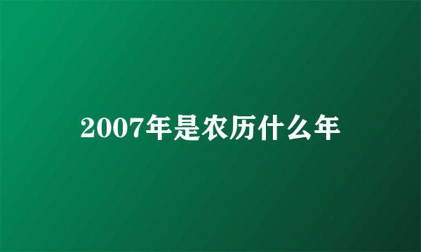 2007年是农历什么年