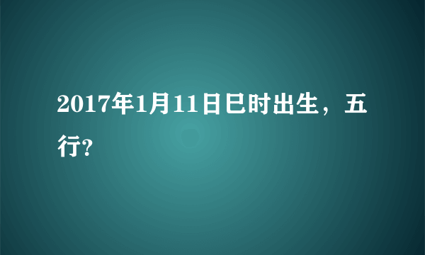 2017年1月11日巳时出生，五行？