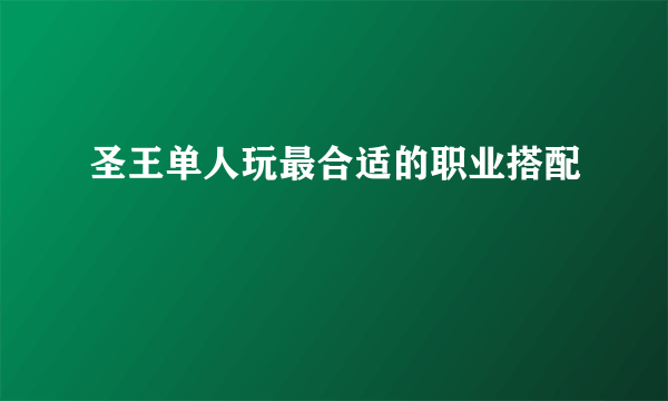 圣王单人玩最合适的职业搭配