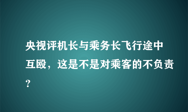 央视评机长与乘务长飞行途中互殴，这是不是对乘客的不负责？