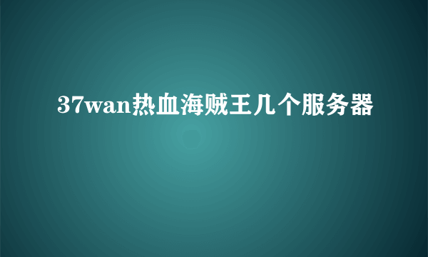 37wan热血海贼王几个服务器