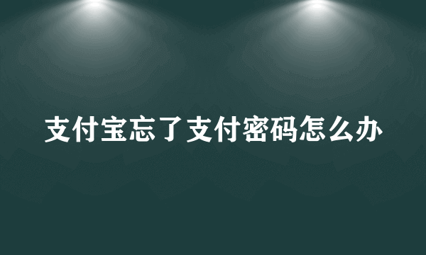 支付宝忘了支付密码怎么办