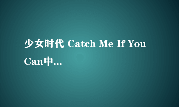 少女时代 Catch Me If You Can中文歌词及分配