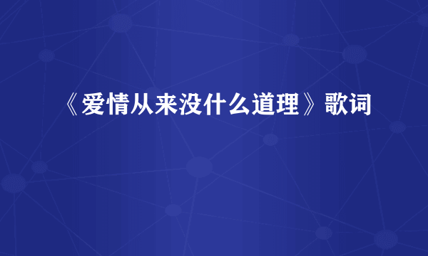 《爱情从来没什么道理》歌词