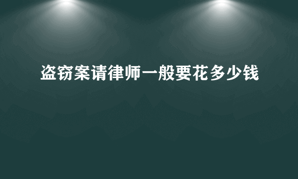 盗窃案请律师一般要花多少钱