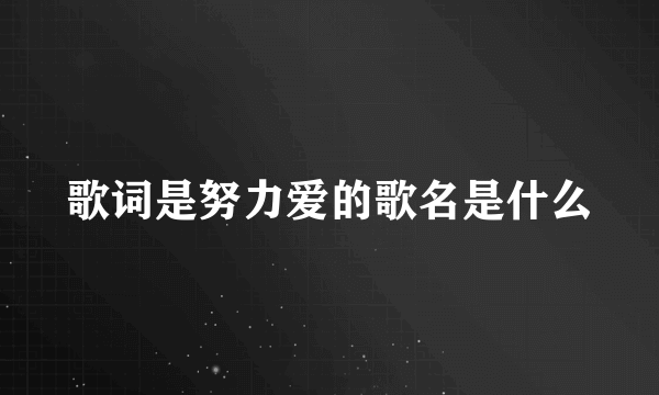 歌词是努力爱的歌名是什么