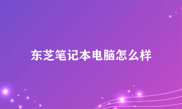 东芝笔记本电脑怎么样