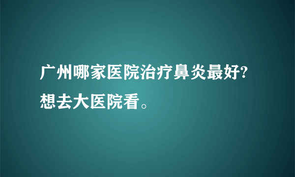 广州哪家医院治疗鼻炎最好?想去大医院看。