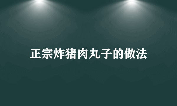 正宗炸猪肉丸子的做法