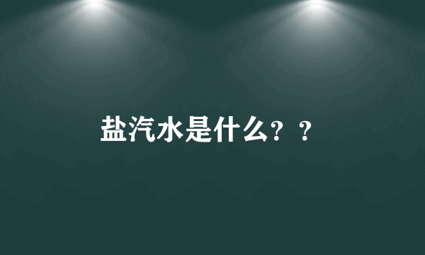 盐汽水是什么？？