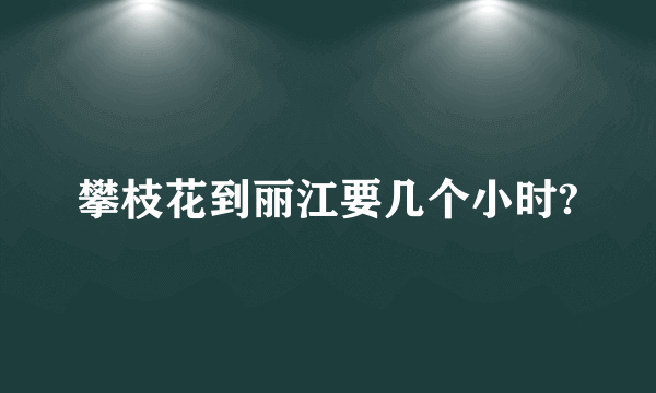 攀枝花到丽江要几个小时?