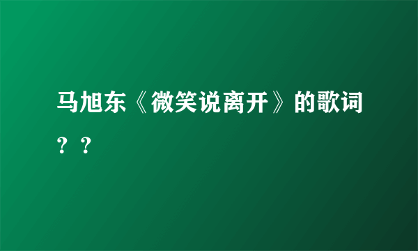 马旭东《微笑说离开》的歌词？？