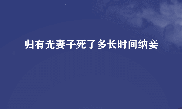 归有光妻子死了多长时间纳妾