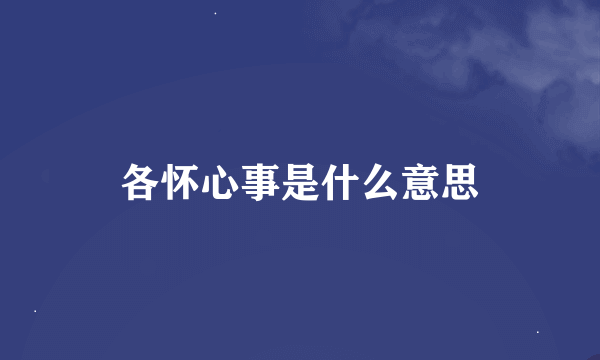 各怀心事是什么意思