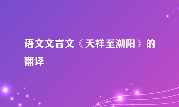 语文文言文《天祥至潮阳》的翻译