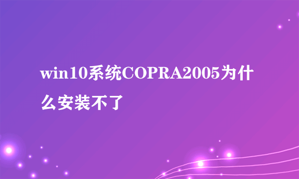 win10系统COPRA2005为什么安装不了