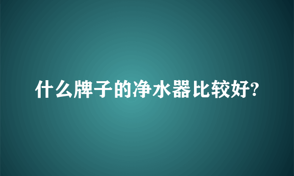 什么牌子的净水器比较好?