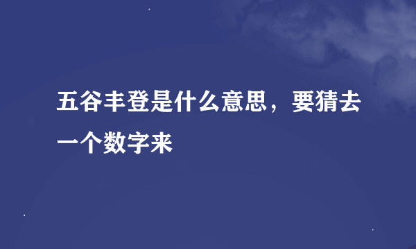 五谷丰登是什么意思，要猜去一个数字来