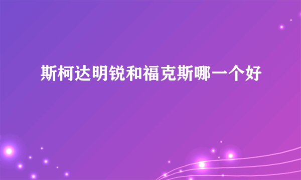 斯柯达明锐和福克斯哪一个好