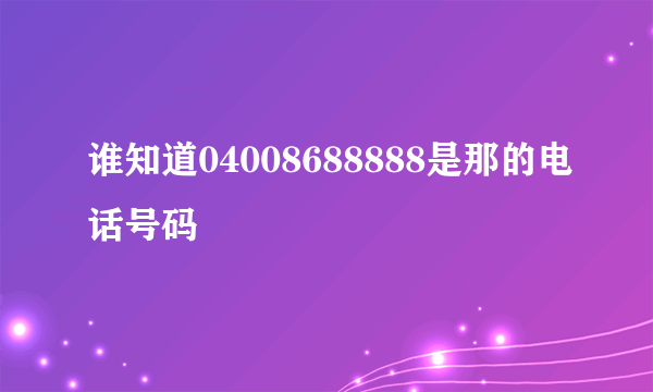 谁知道04008688888是那的电话号码