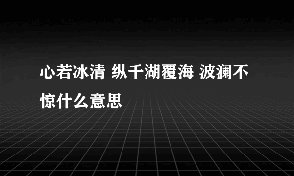 心若冰清 纵千湖覆海 波澜不惊什么意思