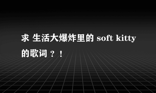 求 生活大爆炸里的 soft kitty的歌词 ？！