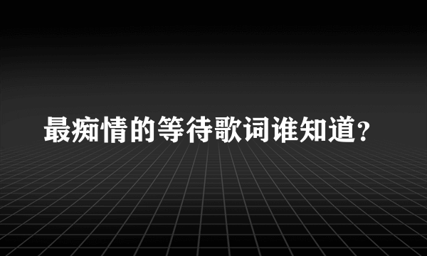 最痴情的等待歌词谁知道？