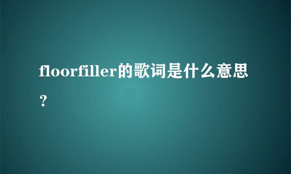 floorfiller的歌词是什么意思？