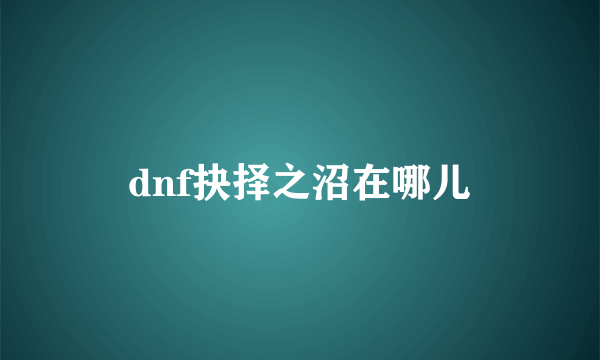 dnf抉择之沼在哪儿