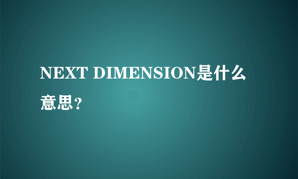 NEXT DIMENSION是什么意思？