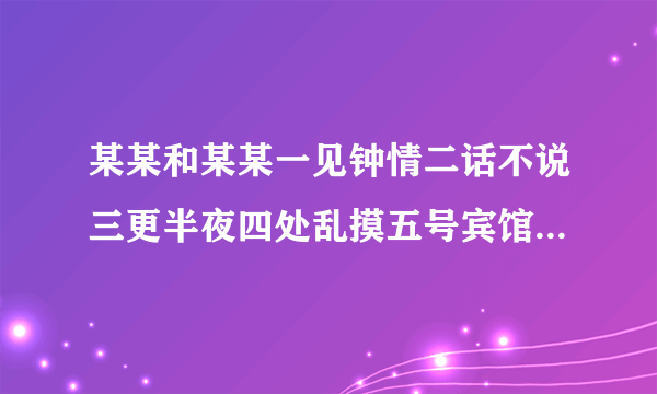 某某和某某一见钟情二话不说三更半夜四处乱摸五号宾馆六号房间七零八落扒光衣服九个小时十分激烈