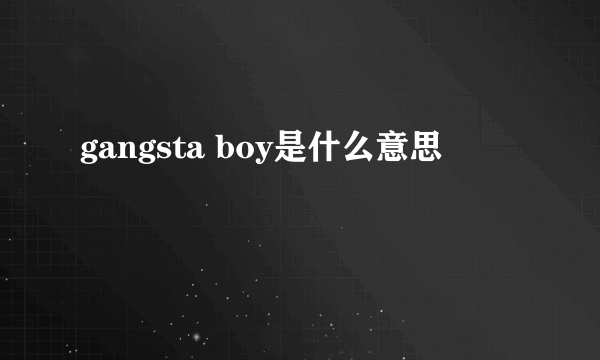 gangsta boy是什么意思