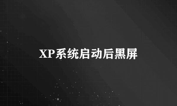 XP系统启动后黑屏