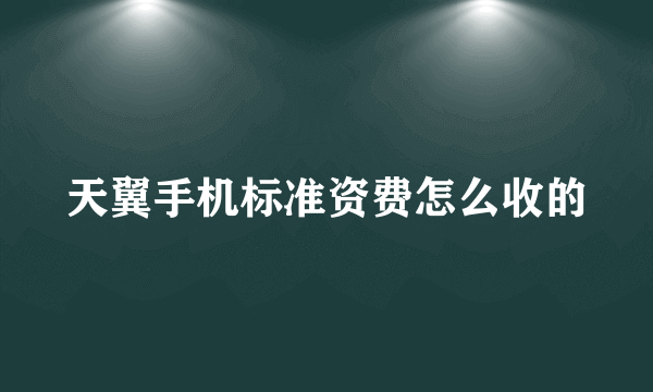 天翼手机标准资费怎么收的