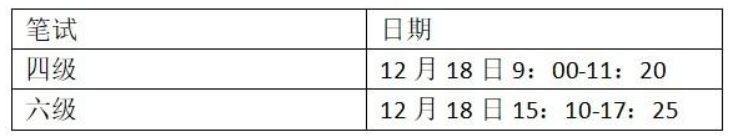 2021下半年英语四六级考试时间