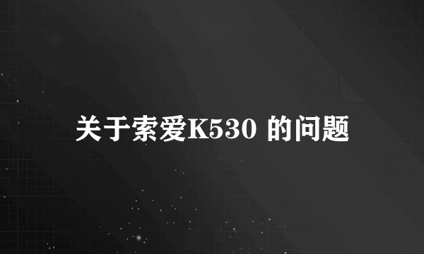 关于索爱K530 的问题