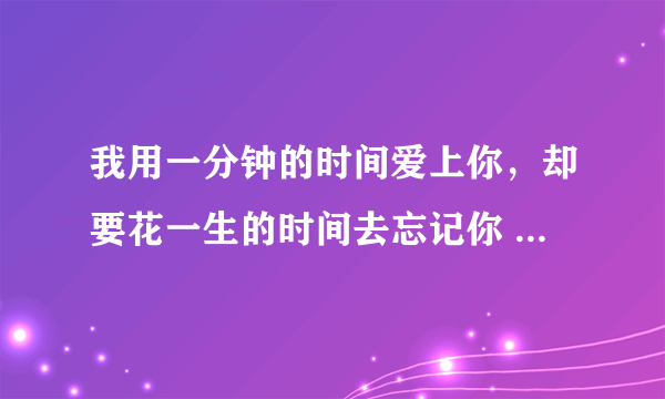 我用一分钟的时间爱上你，却要花一生的时间去忘记你  出自哪里