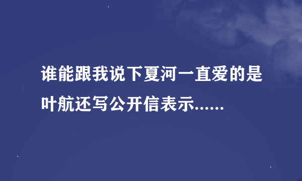 谁能跟我说下夏河一直爱的是叶航还写公开信表示.....难道不爱洛洛吗？？？