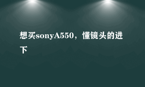 想买sonyA550，懂镜头的进下