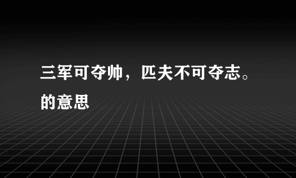 三军可夺帅，匹夫不可夺志。的意思