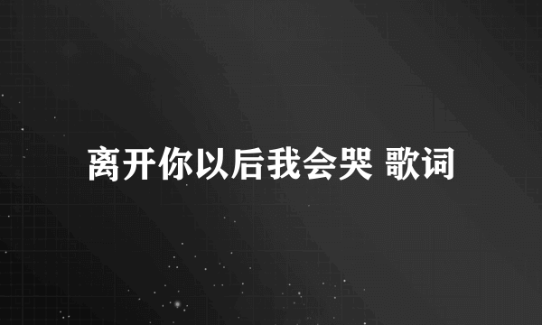 离开你以后我会哭 歌词