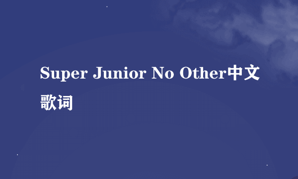 Super Junior No Other中文歌词