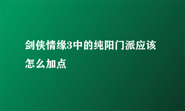 剑侠情缘3中的纯阳门派应该怎么加点