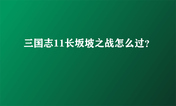 三国志11长坂坡之战怎么过？