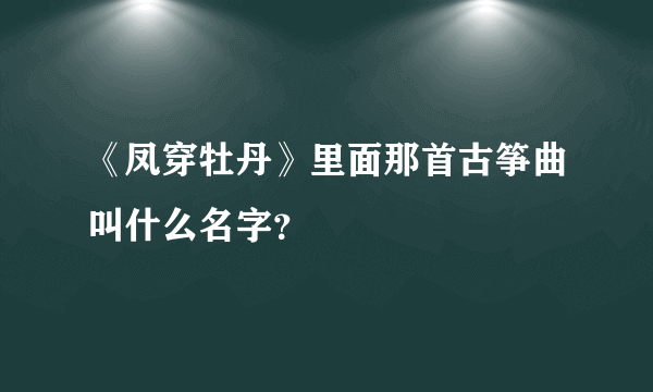 《凤穿牡丹》里面那首古筝曲叫什么名字？