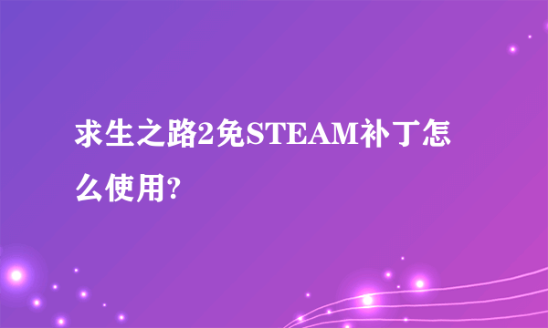 求生之路2免STEAM补丁怎么使用?