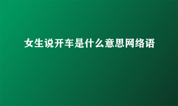 女生说开车是什么意思网络语