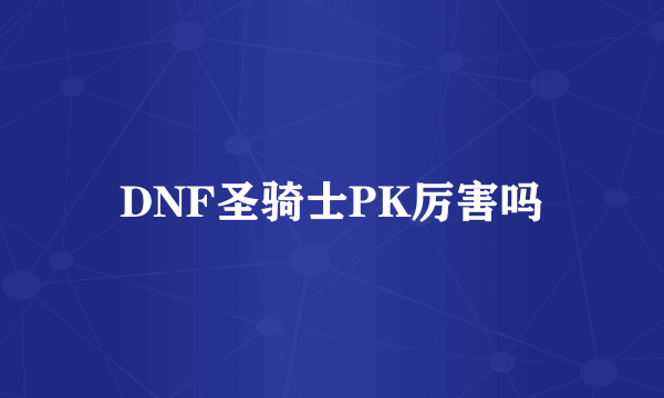 DNF圣骑士PK厉害吗